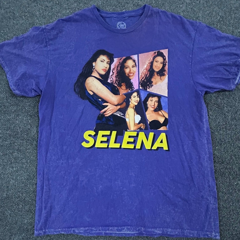 Selena T-Shirt Womens Size Large Purple Acid Graphic Tee Short Sleeve Cotton